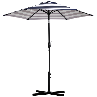 Outsunny Sonnenschirm Gartenschirm Terrassenschirm Gestell Stahl im Freien Blauer Streifen Ø227 x 225 cm
