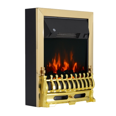 HOMCOM Elektrokamin Kamin Kaminofen Elektrischer Wandkamin Flammeneffekt 1000/2000W 48,2 x 18,5 x 59,2 cm Gold