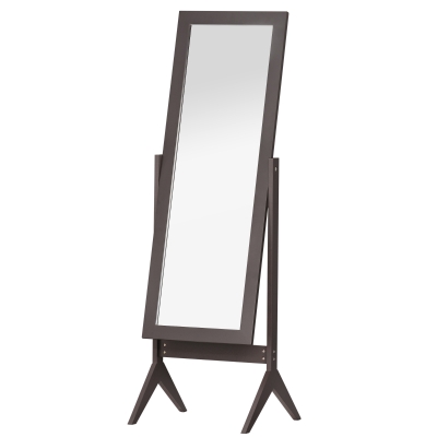 HOMCOM Standspiegel Ganzkörperspiegel Schminkspiegel Erhöhte Füße Pflegeleicht MDF Kaffee 47 x 46 x 148 cm