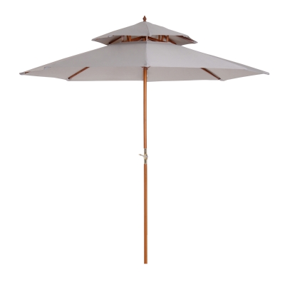 Outsunny® Gartenschirm Sonnenschirm Doppeldach Holzschirm Holz Balkonschirm Grau