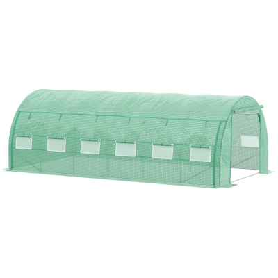 Outsunny Foliengewächshaus 6 x 3 x 2 m aufrollbar Grün