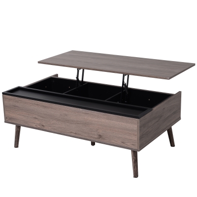 HOMCOM Couchtisch mit erhöhbarer Tischplatte Kaffeetisch Wohnzimmer mit Stauraum Spanplatte 110 x 65 x 39,3 cm