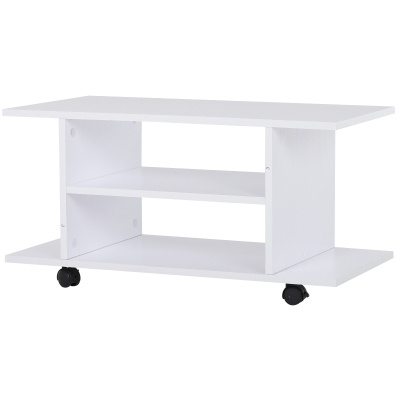 HOMCOM Fernsehtisch TV-Rack TV-Bank Lowboard rollbar vielseitig Mehrzweck Wohnzimmer Schlafzimmer Spanlatte in Weiß 80 x 40 x 40 cm