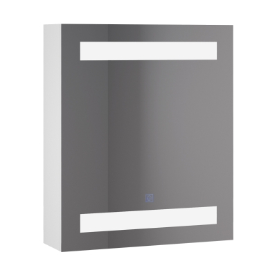 HOMCOM LED Spiegelschrank 9 W Lichtspiegel Badezimmerschrank mit Spiegel Badschrank Badezimmerspiegel mit Touch Schalter Scharnier Soft-Close-Funktion Weiß 50 x 15 x 60cm