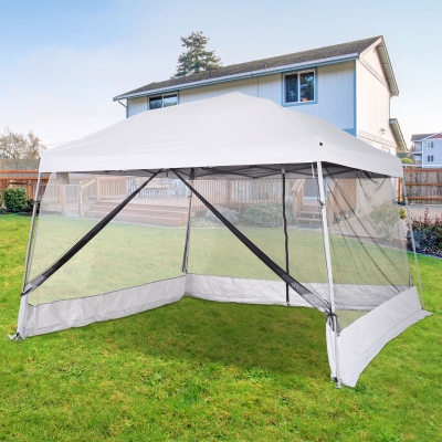 Outsunny 3.6m x 3.6m Pop Up Steel Frame Garden Gazebo White