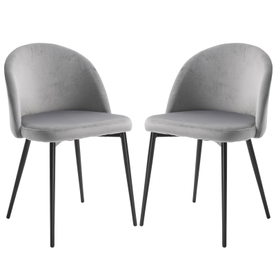 HOMCOM Esszimmerstühle Samt Hellgrau 49 cm x 50 cm x 77 cm