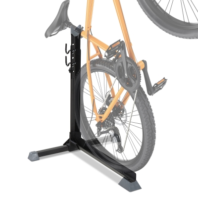 HOMCOM Fahrradständer, Fahrradparker, Montageständer mit 2 Haken, 6 Stufen höhenverstellbar, Metall, Schwarz, 66 x 56 x 63-77,5 cm