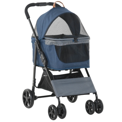 PawHut 2-in-1 Hundebuggy Transporttasche Katzenbuggy mit Universal Rad abnehmbar Abdeckung Oxford Dunkelblau+Schwarz 77,5 x 51 x 99,5 cm