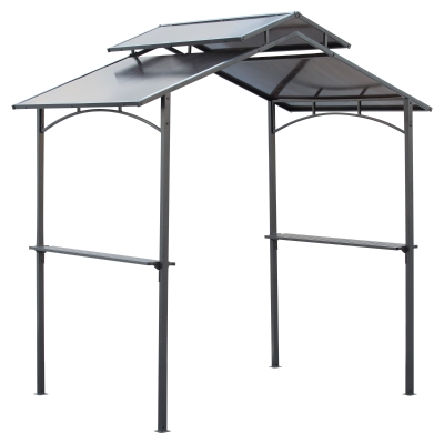 Outsunny® Grillpavillon mit Flammschutzdach 2,5 x 1,5m BBQ-Pavillon mit 2 Ablagen Stahl PC