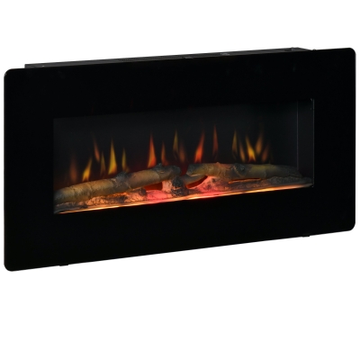 HOMCOM Elektrokamin Standkamin mit Flammeneffekt Schwarz