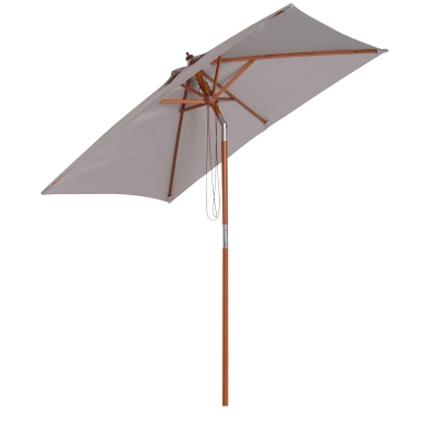 Outsunny Sonnenschirm 3-stufige Neigung Holz Grau 200 x 150 x 230 cm