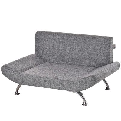 PawHut Haustiersofa Hundesofa Hundebett für Katzen Hunde mit dicker Schaumstoff Weichheit modernes Design Grau 84 x 56 x 46 cm