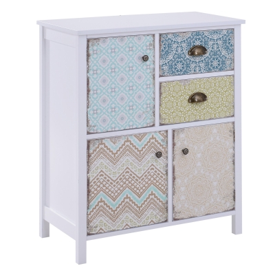 HOMCOM Sideboard Anrichte Beistellschrank Mehrzweckschrank Shabby Chic Holz Bunt B68 x T34 x H80cm