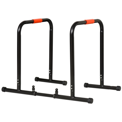 HOMCOM Dip Barren Fitness Parallettes Push Up Dip Station Einstellbar Fitness multifunktional Stahl Schwarz 89-99 x 62 x 72 cm
