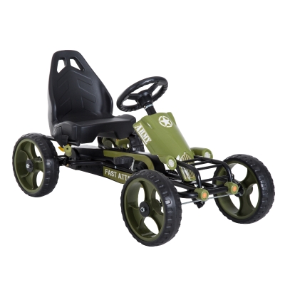 HOMCOM Go Kart Tretauto Tretfahrzeug mit Handbremse ab 3 Jahre Kinder Grün 105 x 54 x 61cm