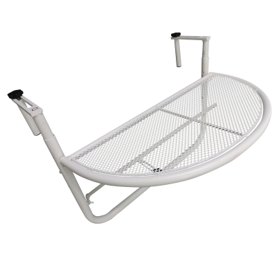 Outsunny Balkonhängetisch Hängetisch höhenverstellbar halbrund Ø30 cm Terrasse Metall Weiß L60 x B45 x H50 cm