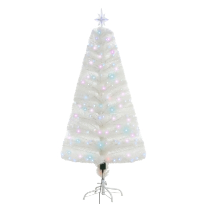 HOMCOM® Weihnachtsbaum 1,5 m Christbaum 170 Zweige mit RGB Led-Leuchten Metall PVC Weiß