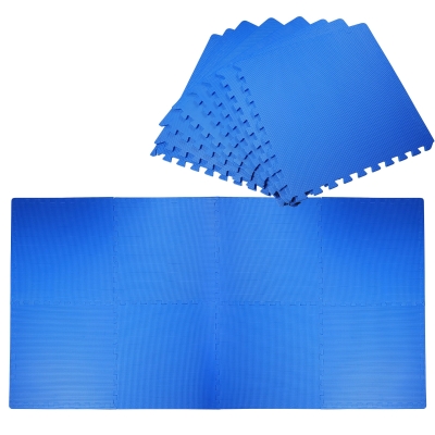 HOMCOM 8 tlg. Spielmatte Puzzlematten Spielteppich mit schadstofffreiem EVA-Schaumstoff für Schutz Fitnesscenter Blau 60 x 60 x 1,2 cm