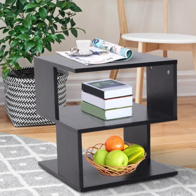 HOMCOM Beistelltisch Betttisch mit modernes Design, Couchtisch für Büro Wohnzimmer Esszimmer Arbeitszimmer, leicht zu montieren, Spanplatte, Schwarz, 40x40x43 cm