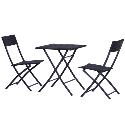 Outsunny Bistroset Polyrattan 3tlg. Balkonmöbel Set Sitzgruppe Essgruppe Gartenmöbel Garnitur