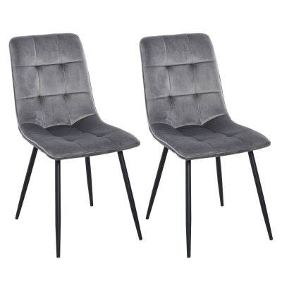 HOMCOM Esszimmerstuhl Set Küchenstuhl Grau+Schwarz