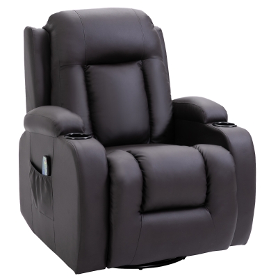 HOMCOM Massagesessel Fernsehsessel Elektrisch Relaxsessel TV Sessel Wärmefunktion Wippenfunktion mit Fernbedienung Liegefunktion Braun 85 x 94 x 104 cm