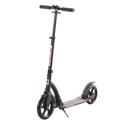 HOMCOM Kinderscooter, Kickscooter mit Stoßdämpfung, Tretroller, Klappbar und Höheverstellbar, ab 14 Jahren, Aluminium, Schwarz, 92,5 x 37,5 x 87-101,5 cm