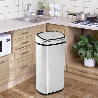 HOMCOM Automatyczny Kosz na śmieci z Czujnikiem Kuchnia Stal Nierdzewna 68L Srebrny