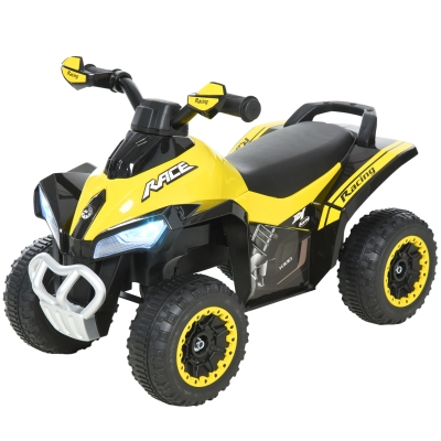 HOMCOM Kinder Rutschauto Tretauto mit Füßen rutschen Kinderauto Kinderfahrzeug für 18-36 Monate Licht Musik Kunststoff Stahl Gelb 67,5 x 38 x 44 cm