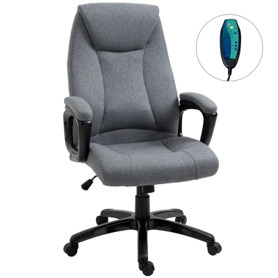 Vinsetto Bürostuhl massage, höhenverstellbarer Chefsessel, Gamingstuhl mit Massagefunktion, ergonomischer Drehstuhl, Massage Sessel, Grau, 70 x 66 x 114-122 cm