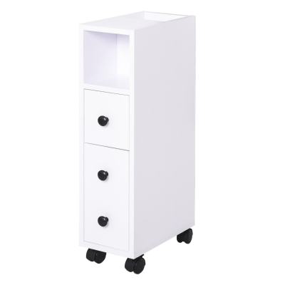 HOMCOM Badezimmerschrank mit 2 Schubladen weiß 18 cm x 30 cm x 68,5 cm