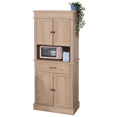 HOMCOM® Küchenschrank mit Schublade Kolonialer Hochschrank Verstellbare Ablage MDF