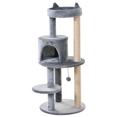 PawHut Katzenbaum Kletterbaum mit Sisalsäulen groß Grau