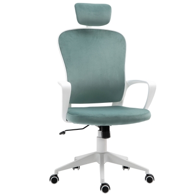 Vinsetto Bürostuhl mit Wippfunktion höhenverstellbarer Drehstuhl Türkis 63 cm x 64 cm x 128 cm