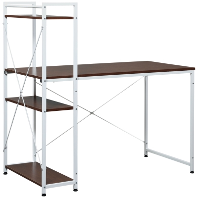 HOMCOM Schreibtisch Computertisch Arbeitstisch Bürotisch mit Regal Weiß 120x64x121cm