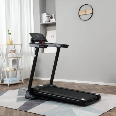 HOMCOM Motorised Folding Treadmill with LCD Display Black