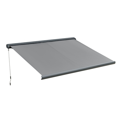 Outsunny Cassette Electric Manual Awning Door Window Retractable Canopy w/ R/C & LED 350W x 0-300D cm