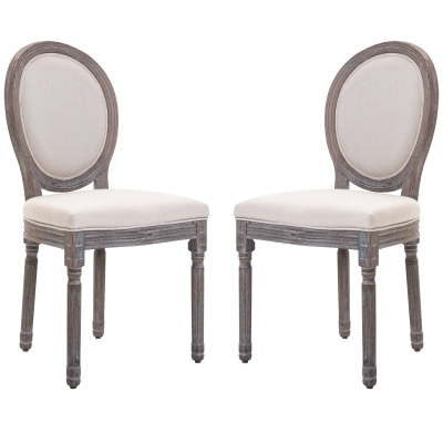 HOMCOM 2er Set Esszimmerstuhl Retro-Design Küchenstuhl Polsterstuhl mit Fußmatten 51 x 55 x 96 cm