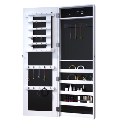 HOMCOM 2 in 1 Schmuckschrank Wandspiegel Spiegelschrank Schmuckkommode Spiegel 37 x 9,5 x 112 cm