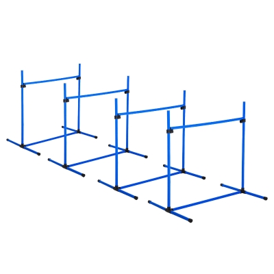 PawHut Agility Hürdenset Slalom Stangen Hunde Training Set 4 x Hürden, Kunststoff, Blau, 95x65x95cm