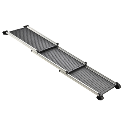 PawHut Hunderampe Haustierrampe Hundetreppe klappbar, Alu+PP, Schwarz, 159 x 42 x 11,5 cm