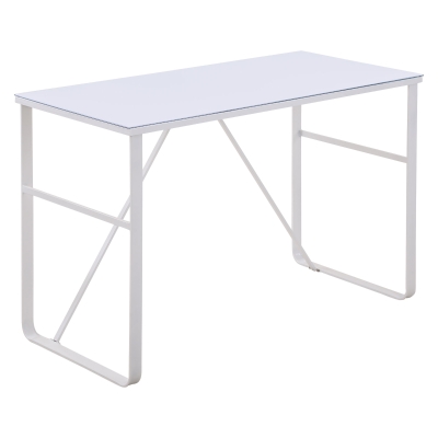 HOMCOM Schreibtisch mit Tischplatte aus Glas Weiß 120 cm x 60 cm x 74,5 cm