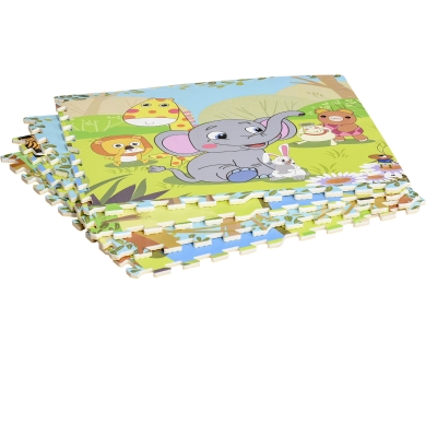 HOMCOM Puzzlematte für Babys Kinder Spielmatte Kinderspielteppich klappbar EVA foam Süßigkeiten Muster 61,5 x 61,5 cm
