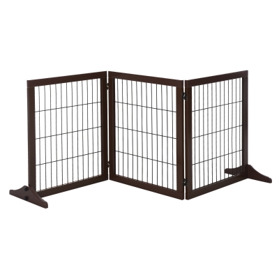 PawHut Absperrgitter für Hunde Schutzgitter Hundegitter Kiefernholz Braun 185 x 36 x 71 cm