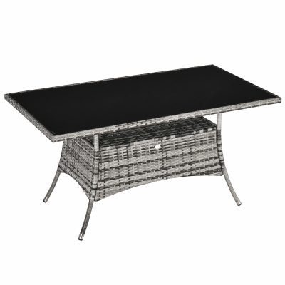 Outsunny Gartentisch Glastisch Esstisch 150cm x 85cm x 74cm
