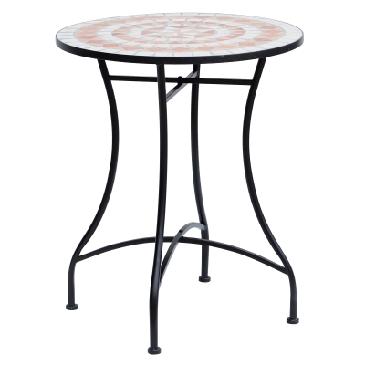 Outsunny® Gartentisch Balkontisch Mosaiktisch Seviertisch rund Stahl + Keramik Ø60 x H71 cm