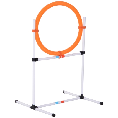 PawHut Hundetrainingsset Springring für Haustier-Agility-Training tragbar PE Weiß + Orange 74,5 x 66 x 91 cm