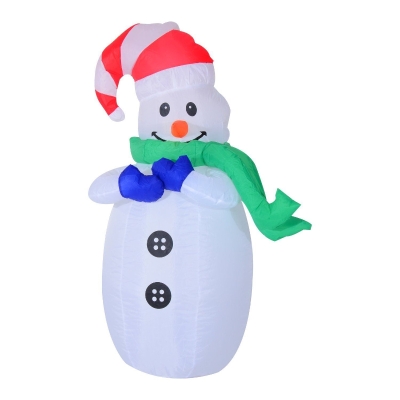 HOMCOM LED Figur Motiv Weihnachten Weihnachtsmann Schneemann aufblasbar Weihnachtsdeko beleuchtet Garten, L 55 x B 45 x H 120 cm, IP 44, warm weiß
