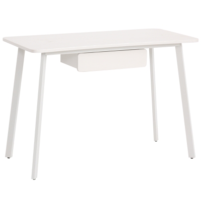 HOMCOM Schreibtisch, Computertisch, Bürotisch mit Schubladen, Elegantes Design, MDF+Stahl, Weiß, 120 x 60 x 76 cm