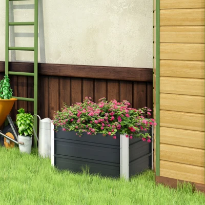 Outsunny 108L Raised Garden Bed, Galvanized Steel Elevated Planter Box w/ Installation Gloves for Backyard, Patio to Grow Vegetables, Herbs, and Flowers, 66 x 47 x 40cm, Grey